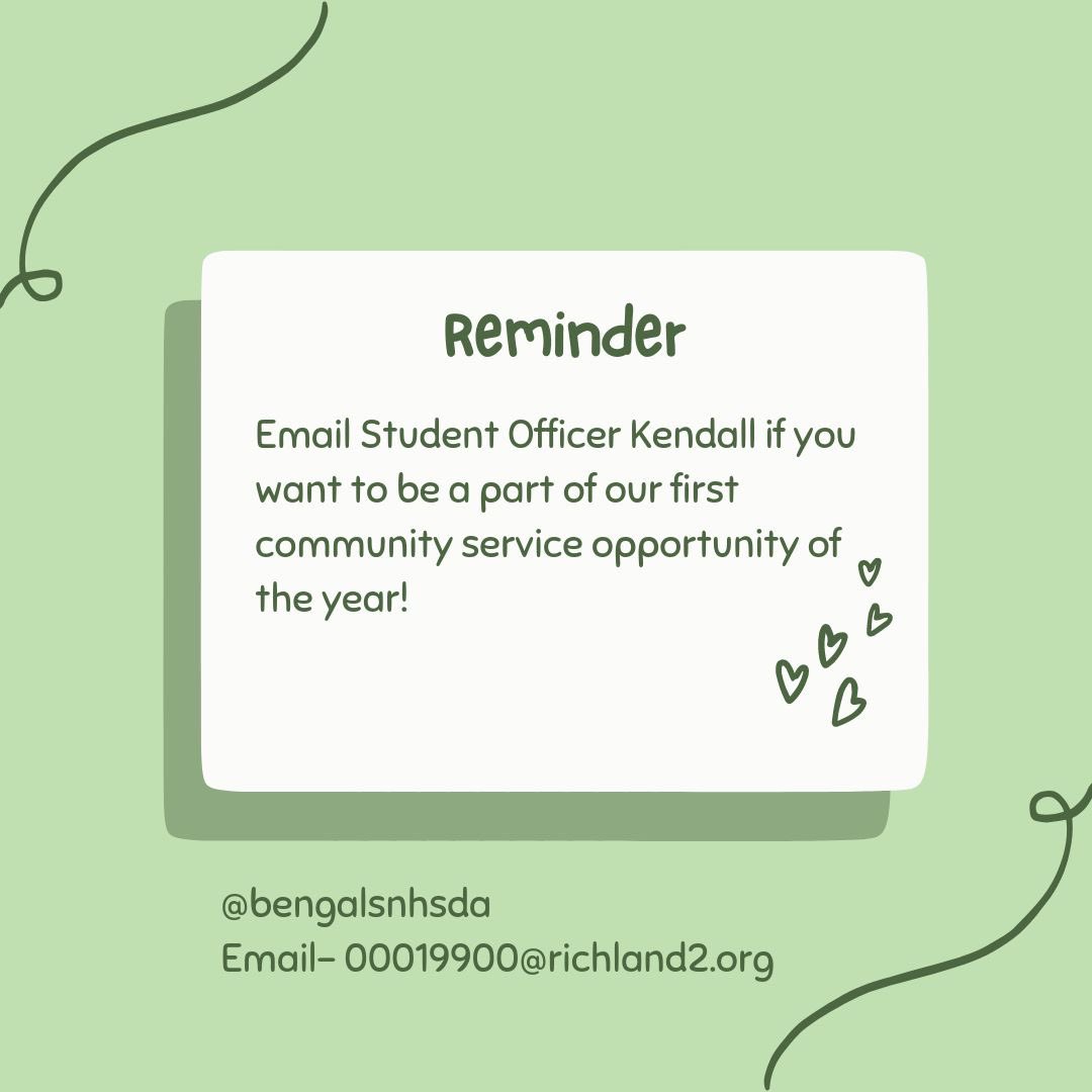 BengalsNHSDA's tweet photo. Hey everyone! We will only be taking names until Monday October 3rd at 5:30, so email Kendall as soon as possible!
#volunteer #firstoftheyear https://t.co/j230L1fZmF