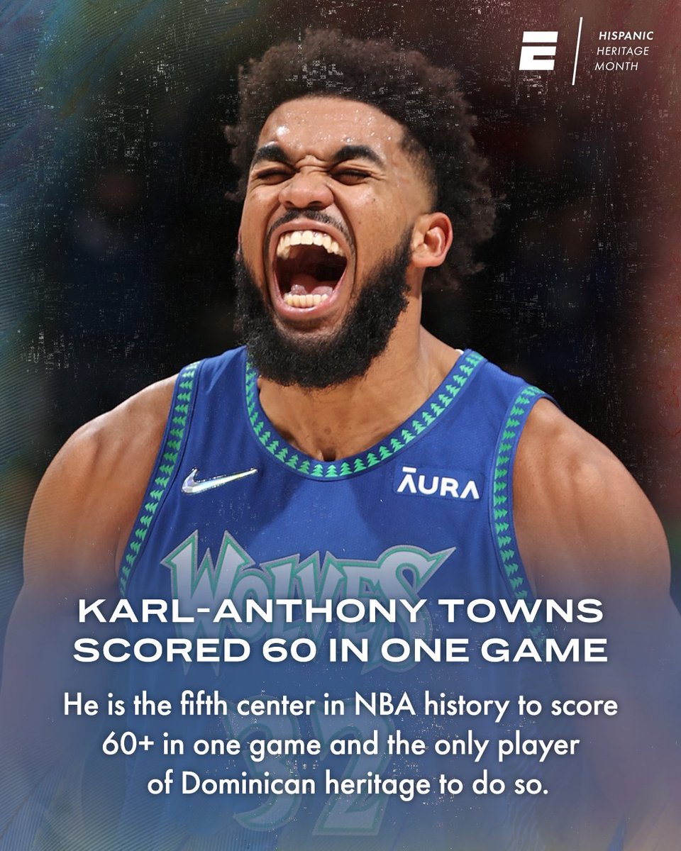 ESPNNBA's tweet photo. Karl-Anthony Towns is leading a new generation of Latinos in the NBA 🤩 https://t.co/CgewtO3wJJ