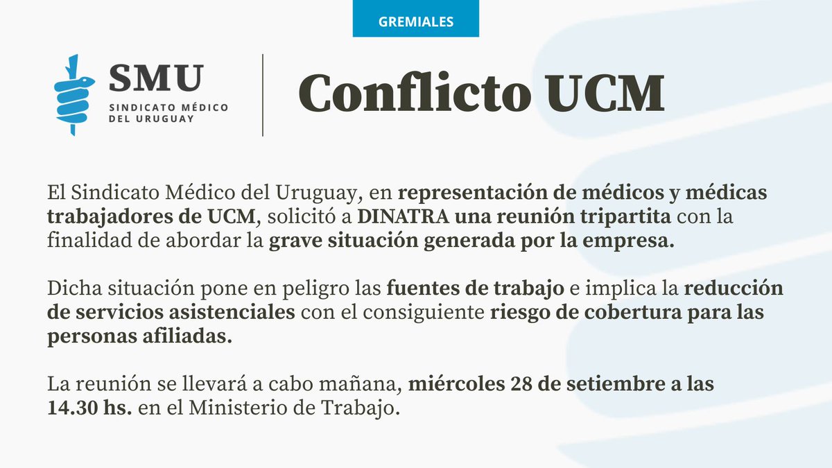 smuruguay's tweet photo. 🚑 𝗖𝗼𝗻𝗳𝗹𝗶𝗰𝘁𝗼 #UCM https://t.co/W8oO2Ge3Cl