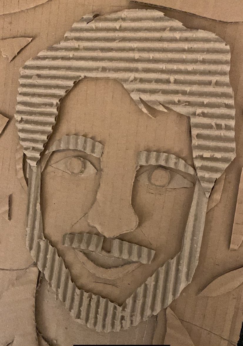The Art &amp; Design Cohorts responses to cardboard portraits! I love all the different approaches to explore the depth, tone and textures we could create with just cardboard. 
#edPGDE <a href="/ArtMorayHouse1/">Isobel Finnie</a>