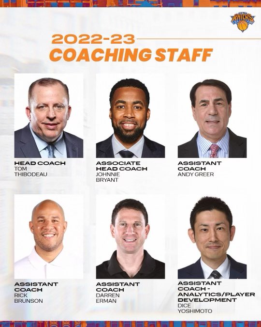 NEW YORK KNICKS on Twitter "Our 202223 Coaching Staff https//t.co