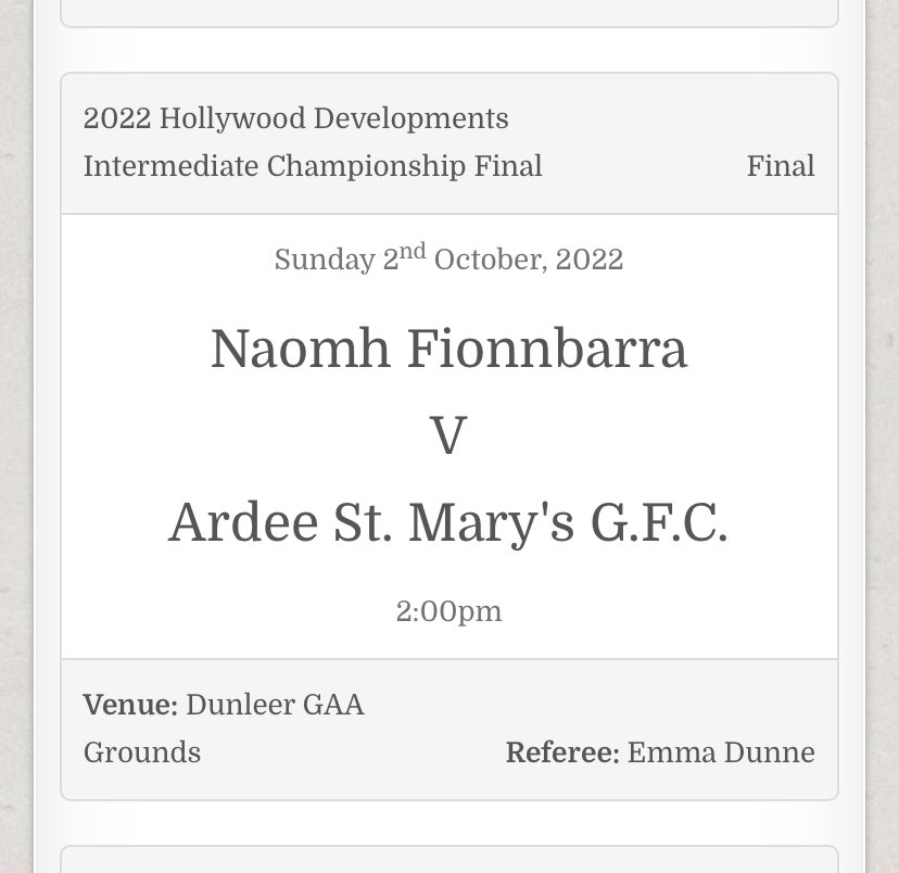 mattheworeill's tweet photo. Same situation with the @FinbarrsAnnes men’s minors and ladies teams, both being fixed to play the biggest games of their year on Sunday at the same time in different venues, completely unfair to ask parents and supporters to choose between the two. https://t.co/I4aOMAjlY1