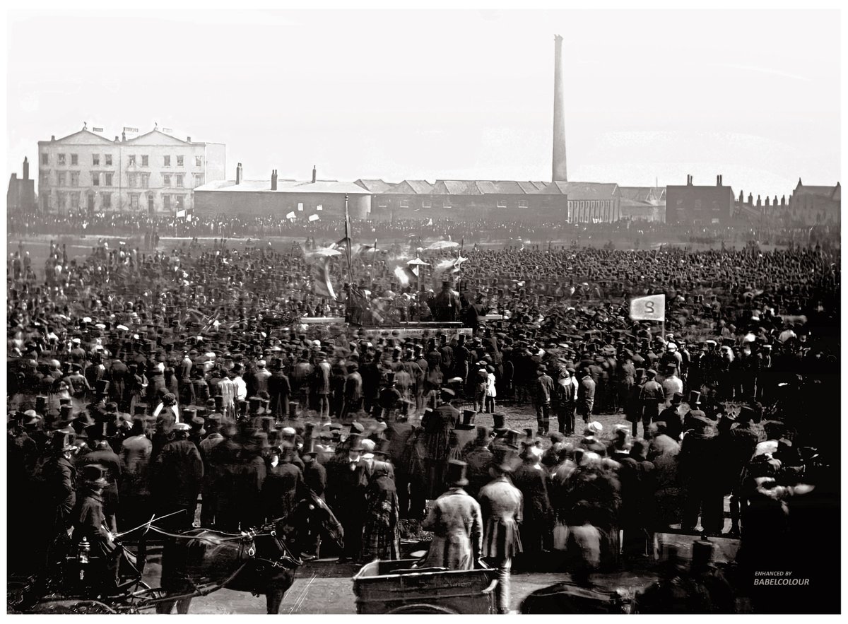StuartHumphryes's tweet photo. I have cleaned &amp; enhanced this 175-year-old English photograph, which was taken on Kennington Common in south London on Monday 10th April 1848. It shows a Chartist meeting - the first movement driven by the working classes. The Daguerreotype was taken by William Edward Kilburn. https://t.co/BBNZTppEaO