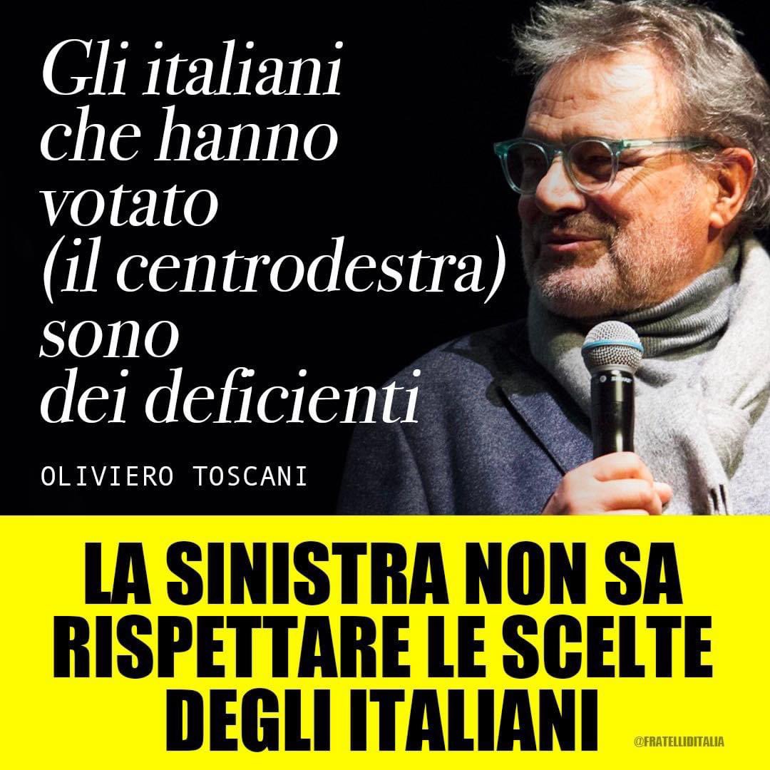 FratellidItalia's tweet photo. 🔵 Le scelte degli italiani non si insultano. Si rispettano. Oliviero, ancora una volta, una pessima caduta di stile. https://t.co/LERIPfA6zH