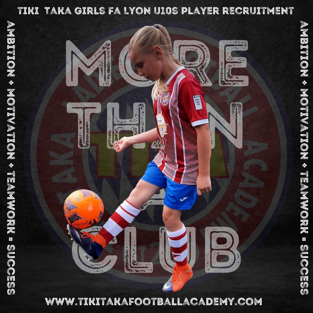 Tiki_Taka_Fa's tweet photo. Tiki Taka U10/11s Lyon Girls Team are looking for a few players to come and join our fabulous team and club, all abilities welcome, training on a Thursday evening 6-7pm Burnden Park 3G AstroTurf facility Bolton BL3 2RS, Games on Sundays ☎️ 07527 256029 for more information. https://t.co/k8o37WdFKV