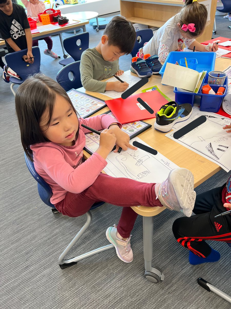 Today kinders started Show and Tell Writing by looking, thinking, drawing and writing about their shoes. #WeAreD34 #WBPandas