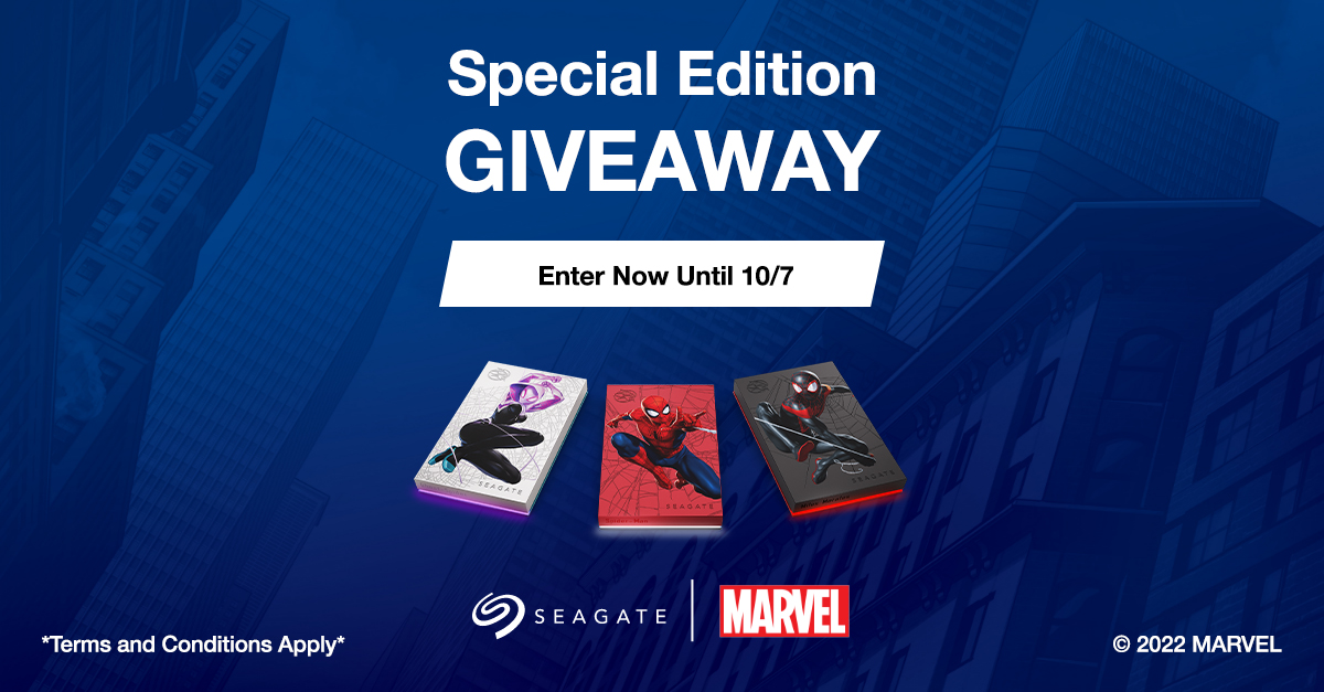 seagategaming's tweet image. 🕸🕷 SPIDERMAN GIVEAWAY ALERT! 🕷🕸

Want to win a Spider-Man, Ghost-Spider, or Miles Morales HDD? Our special edition drives could be yours—enter until 10/7 for your chance to bring home 1️⃣ or all 3️⃣: seagate.media/6013d6cjN

#SeagateGaming #SpiderMan #GhostSpider #MilesMorales