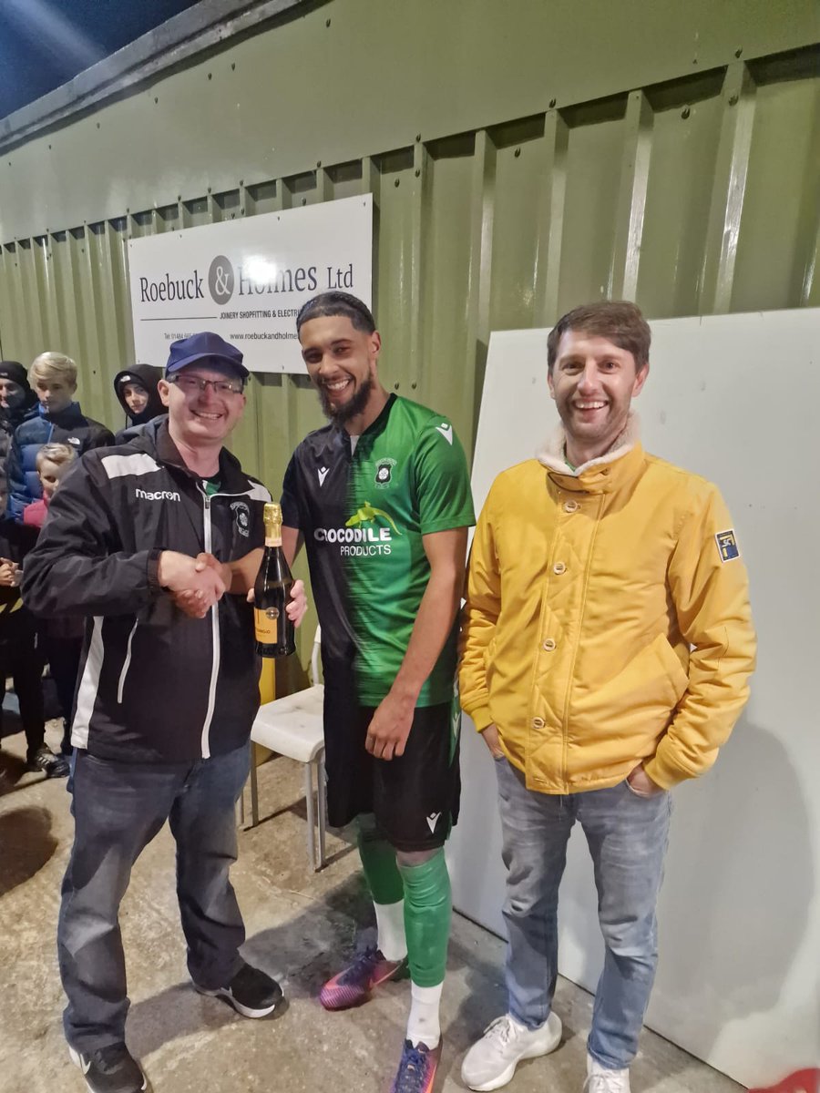 Tonight's man of the match is Jake Barrett, superfan John Sykes was on hand to present the award on behalf of the match sponsors Skye Direct.