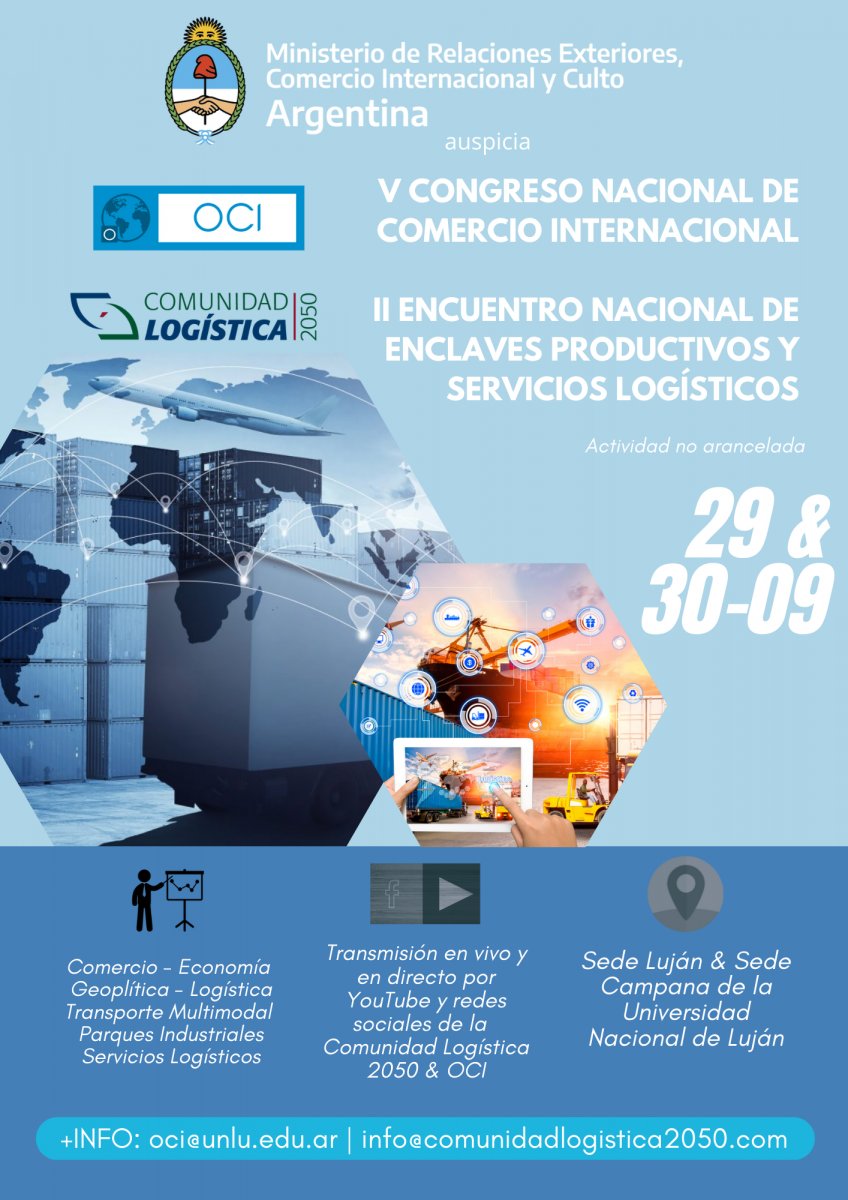 CiepeArg's tweet photo. 📅 Este jueves 29 de septiembre estaremos participando del V Congreso Nac. de Comercio Internacional y II Encuentro Nac. de Enclaves Productivos y Servicios Logísticos, organizado por el Observatorio de Comercio Internacional del Departamento de Ciencias Sociales de la @UNLu_50. https://t.co/x2lA3NEvD2