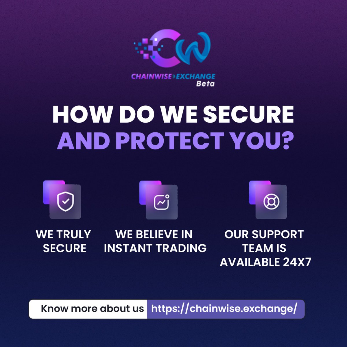 ChainwiseExc's tweet photo. How do we secure and protect you?
โWe Truly Secure
โWe believe in Instant Trading
โOur Support team is available 24x7
๐Learn more about us on https://t.co/iGMXiZmG7e
#Crypto #Bitcoin #Chainwise #Trading #Exchange #ChainwiseExchange #cryptoselling #buycrypto #CryptoNews https://t.co/uZxHrueLbF
