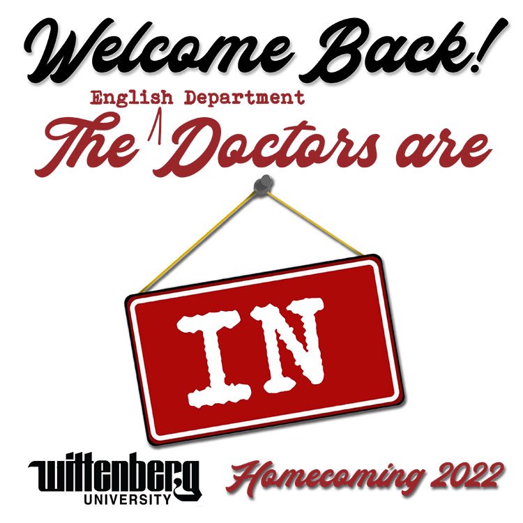 Witty_English's tweet photo. Wittenberg English Alumni—
If you're planning to attend Homecoming, members of the English Department will be keeping special "office hours" just for you: Friday, September 30, 4-5 and Saturday, October 1, 10-noon. We'll have light refreshments in the department office as well! https://t.co/1bT6XN3CTQ