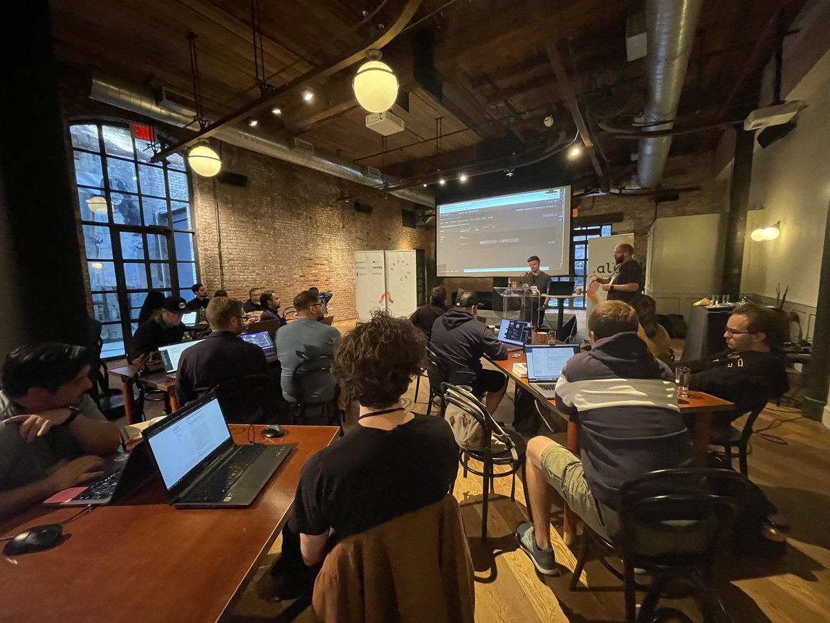 internetztube's tweet photo. Day 1 of @DotAllConf is over! Thanks to @angrybrad &amp; @timkelty for the amazing workshop about automating the whole code lifecycle. #nyc #dotall https://t.co/Xj4u2Py3Ub