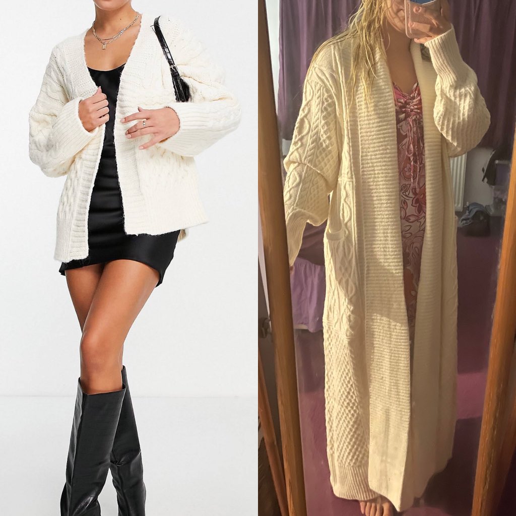 BecMottershead's tweet photo. @ASOS I think there is something wrong with the advertising of this product, I know I’m only 5 foot 2, but something has definitely gone wrong here! This is a prime example of what I ordered on the internet vs what I got 😂😂😂 https://t.co/eNbbwXA6Tt