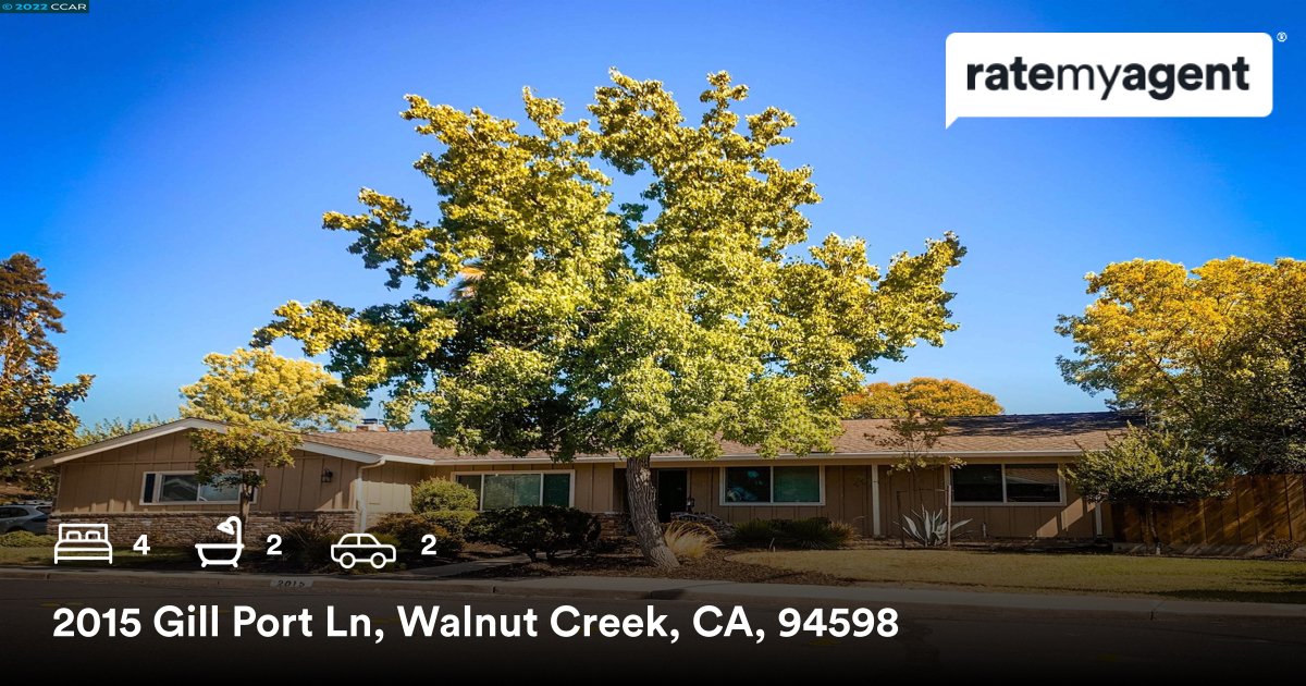 AgentMoutier's tweet photo. 🛌 4 🛀 2 🚘 2
📍 2015 Gill Port Ln, Walnut Creek, CA, 94598

My latest sale on #RateMyAgent
https://t.co/kDcM3P8ekm

...
#ratemyagent #realestate https://t.co/WhNT1FpYg8