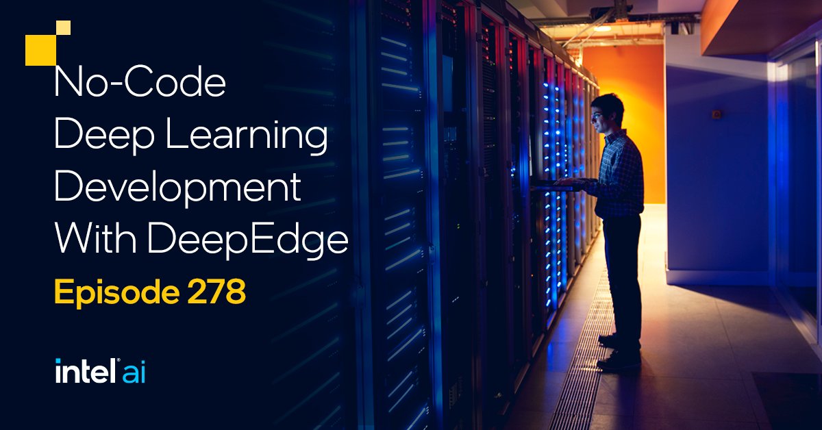 IntelAI's tweet image. Listen to @jakesmithintel and Anup Mehta, co-Founder and CEO of DeepEdge, as they talk about deep learning and computer vision for everyone in a new Conversations in the Cloud episode. Dive into the future of #AI here: intel.ly/3BNAKF1