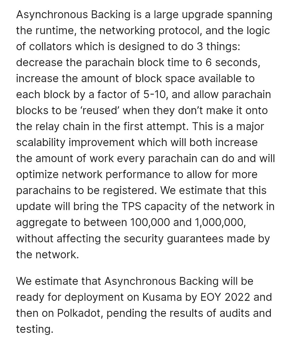 avantgardeaxe's tweet photo. Aggregate TPS capacity between 100k to 1 million

Starting new blockchains by just uploading code without crowdloan auctions

Bullish AF

#Polkadot #AsynchronousBacking #Parathreads

https://t.co/diBddUGy22 https://t.co/jnicYfM18r