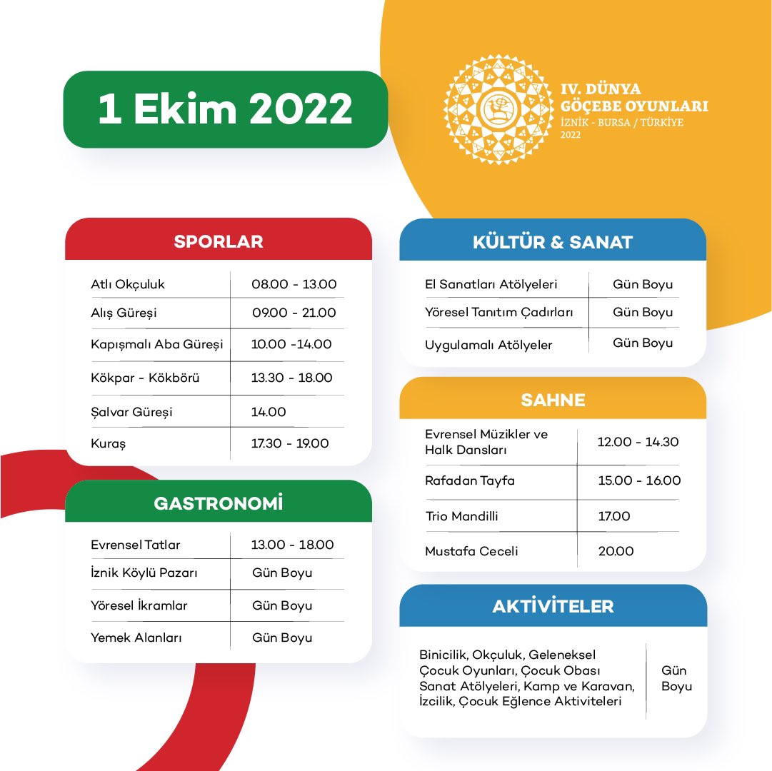 Geleneksel Sporlarımızın ve Türk Kültürümüzün yaşatılması amacıyla düzenlenen"4.Dünya Göçebe Oyunları" bu yıl Kadim 🇹🇷Bursa💚🇹🇷🇹🇷İznik💚 te düzenleniyor! Öğretmen ve özellikle öğrencilerimizin bu eşsiz ortamdan istifade etmesini diliyorum. 
Gelenekten Geleceğe BİR'İZ🇹🇷 <a href="/gocebe22/">4. Dünya Göçebe Oyunları</a>