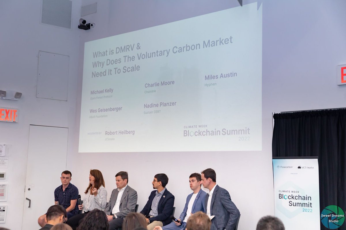 Its been a week since the fantastic event put on by @weareflowcarbon and @dClimateDAO for #ClimateWeekNYC! #OFP co-founder @ozymandius_ joined a panel on dMRV and scaling the voluntary carbon market alongside @chainlink, @hyphen, @HBAR_foundation & @Sustain_CERT👀👇