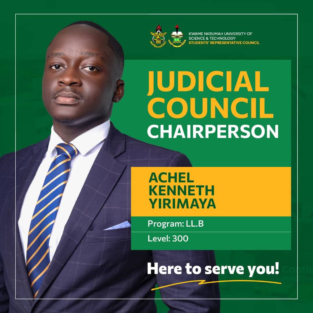 KnustRoad's tweet photo. Congratulations to the @knust_src Judicial Chairperson elect!🎉, Master Achel Kenneth Yirimaya. A third year LL.B student. Serve with dignity Counsel🙇🏾 https://t.co/UfJ57bk2sH