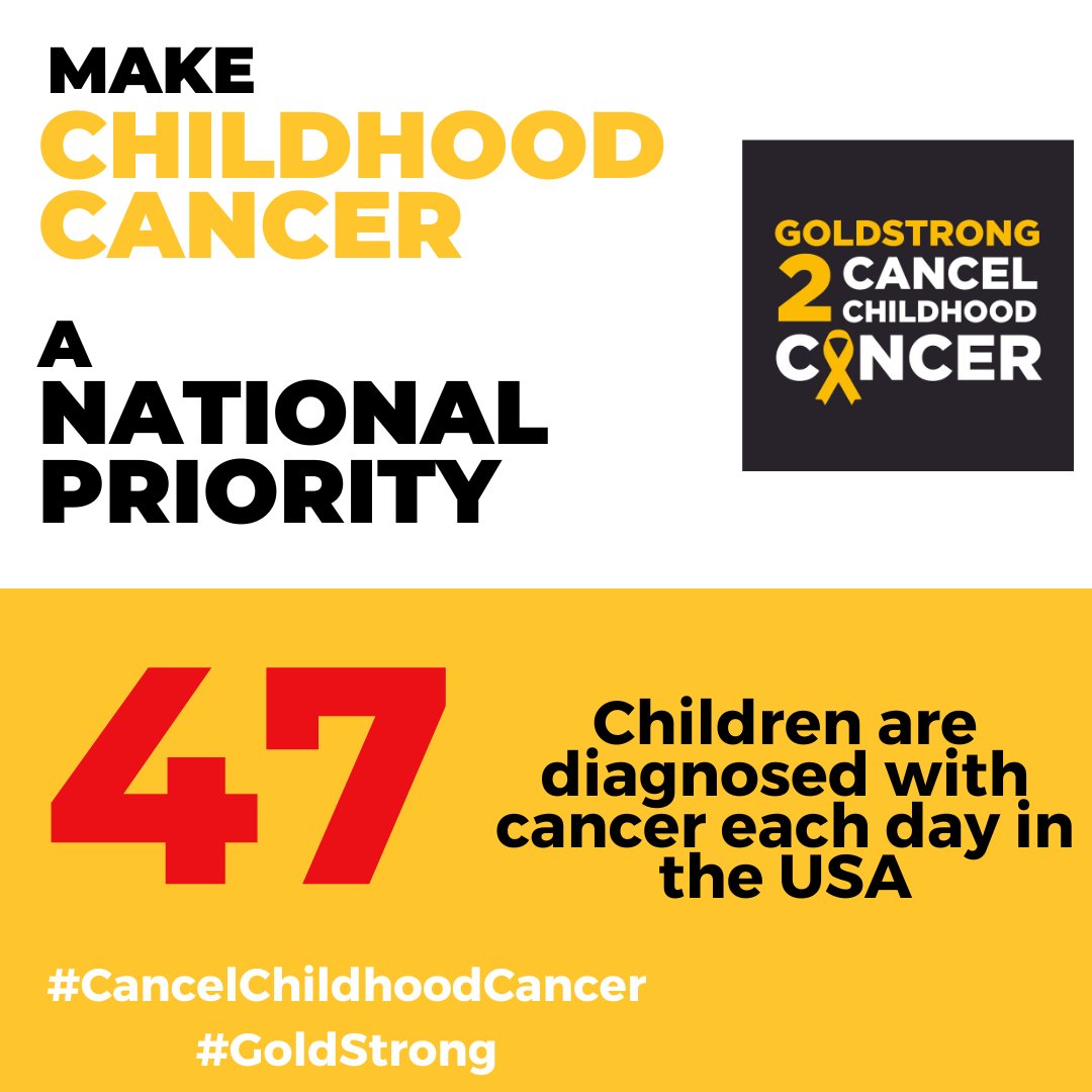 carsonleslie3's tweet photo. 🎗 DYK that only 4% of the NCI budget specifically funds #childhoodcancerresearch?
47 kids are diagnosed with #childhoodcancer every day in the U.S. It's time to make funding critical, life-saving research a national priority.
#CAC2 #CancelChildhoodCancer #GoldStrong https://t.co/ObeoydWVDL