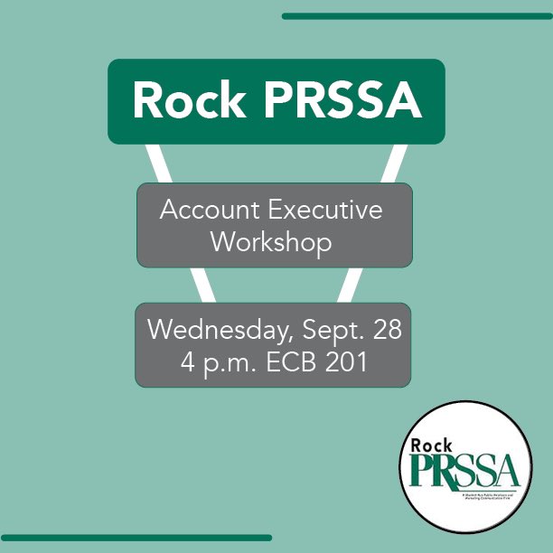 It is crucial for public relations and marketing professionals to understand their client's objectives. Join us tomorrow at 4 p.m. in ECB 201 for Rock PRSSA's Account Executive Workshop! You will learn tips on how to become a leader in a group working toward a common goal.