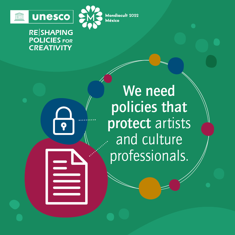 UNESCO's tweet photo. In 2020, 10 million jobs were lost in the creative industry.

It's clear: creative &amp; cultural professionals are far too vulnerable. 

At #MONDIACULT2022, we will #SupportCreativity and address culture as a global public good. 

Our report has more: https://t.co/ERURvyFVFK https://t.co/fEobTAjGoP