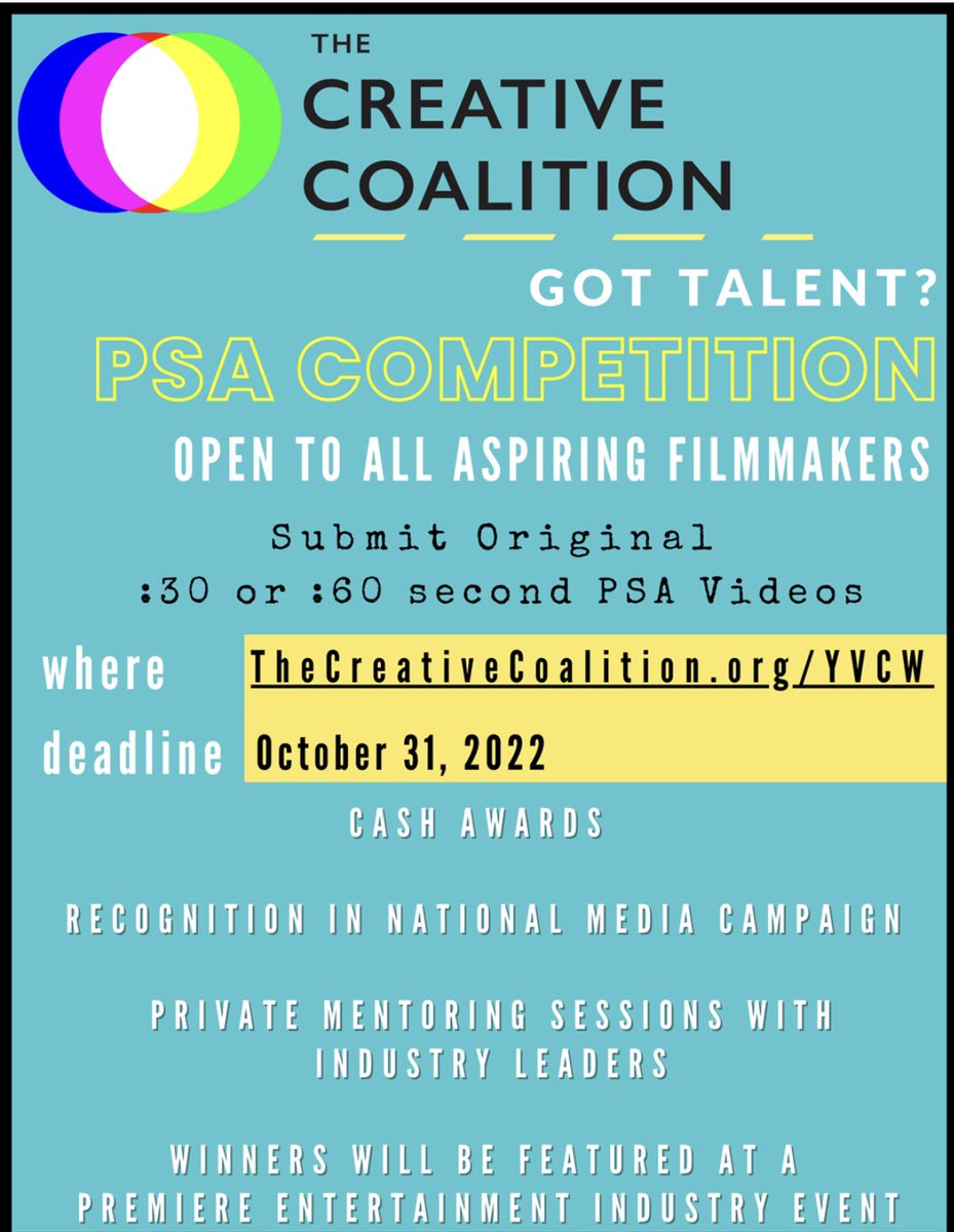 Cash awards an easy way to get big recognition for a :30 second piece - go to: thecreativecoalition.org/YVCW #Filmmaking #Filmmakers #Producer