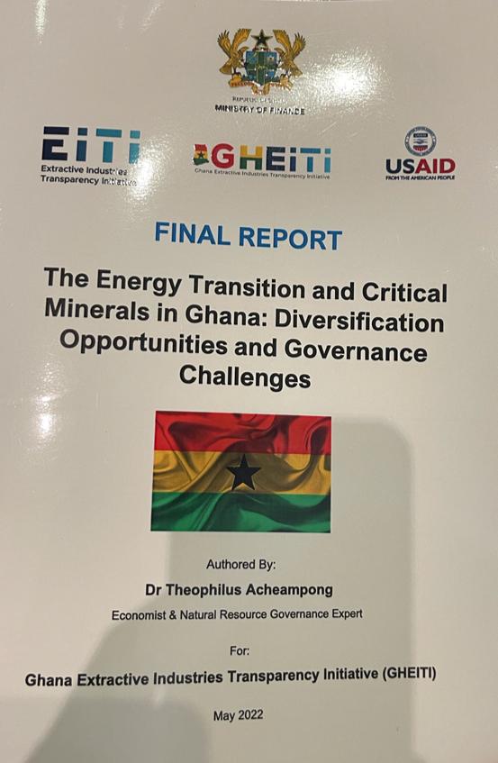 mytheoz's tweet photo. Big report on energy transition and critical minerals which I authored for @GhanaEITI was launched today. Do check it out at https://t.co/5AAAGn2AWz
 #thelittlethings 🙏🏾🙏🏾🙏🏾 https://t.co/9OFc4ngbEa