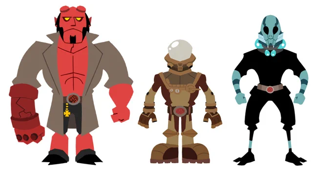 throwback to an old assignment where i had to do where i drew my fave movie guys (hellboy2) in the samurai jack style 
