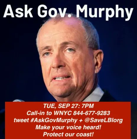 saveLBIorg's tweet photo. Starting soon-7PM! Tweet #askgovmurphy Or call @WNYC 844-677-9283. Make your voice heard on #negativeimpacts of @ATLShoresWind proposed location. Visit our site to learn more. #lbi #oceancounty #tourism #endangeredspecies #NJeconomy #protectyourconstituents #smartgreenchoices https://t.co/9zYURVw43f