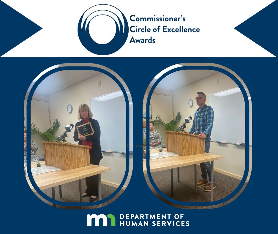 Commissioner Jodi Harpstead presented a 2022 Circle of Excellence award today to Housing Matters Executive Director Patrick Harrington for the organization’s work to meet the needs of people experiencing homelessness in the Bemidji area. Congratulations!