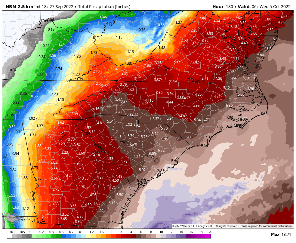 Mitch West on Twitter "Latest NBM shows even more rain. Rain totals