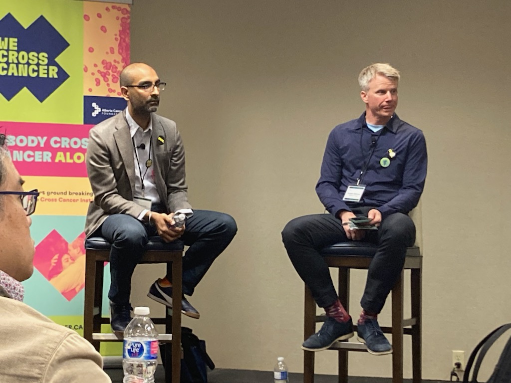 albertacancer's tweet photo. Dr. Michael Chu, Dr. Irwindeep Singh and Dr. Douglas Mahoney at the @Bioalberta panel today discussing Alberta's clinical and commercial opportunity in cellular immunotherapy.

#Wecrosscancer @owncancer @AHS_media @UCalgary @UAlberta https://t.co/7VELwKLngL