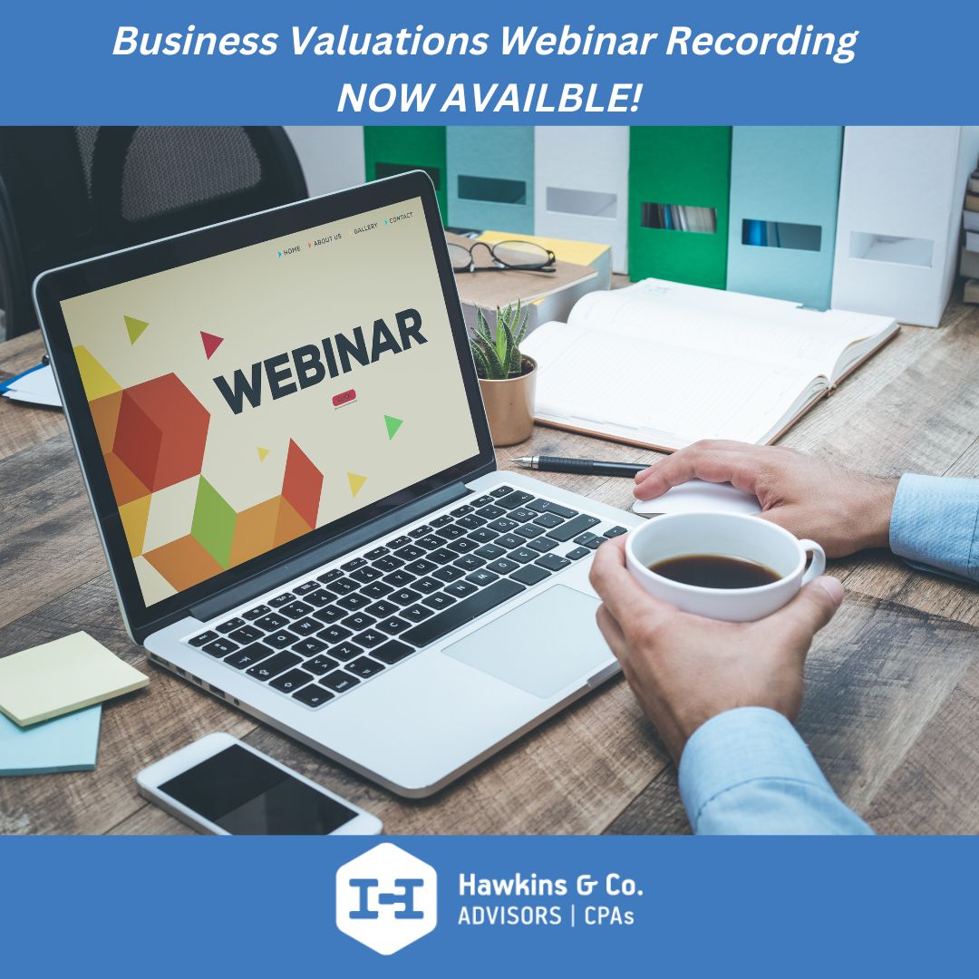 Did you miss our webinar on Business Valuations?  Click on the link for a recording of it: eepurl.com/dlkqkf
And don't forget our next webinar - Oct. 13 on Business Dashboards.  Register here: forms.gle/JhpWYzxB67YyGi…

#businessvaluations #metrics #cloudaccounting