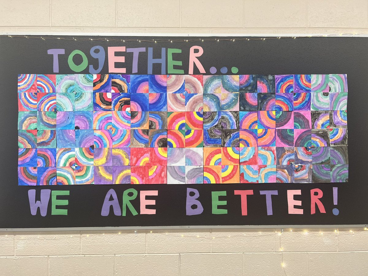 We finally got our art from International Dot Day cut into quarters &amp; displayed for everyone to see - together we are better ⭕️ letters made collaboratively by the students @peterhreynolds <a href="/dsbn/">District School Board of Niagara</a> <a href="/FitchSchool/">Fitch Street School</a>