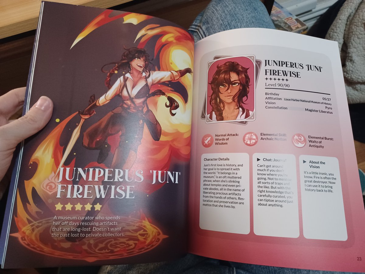 <a href="/genshinoriginal/">ColleMisc: a Genshin OC Zine ✨</a> is by far one of the NEATEST zines I've ever been in! I got to use Juni (yes she is Indiana jones)