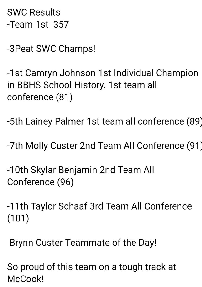 3-Peat SWC Champs! <a href="/its_cam_bam/">Camryn Johnson</a> <a href="/custer_molly/">molly custer</a> <a href="/SchaafTaylor/">Taylor Schaaf</a> <a href="/lainey414103041/">lainey</a> <a href="/skylar_benjamin/">Skylar Benjamin</a> <a href="/jellis312000/">Jeff Ellis-BBPS</a> #PlayForKE3PS #nebpreps