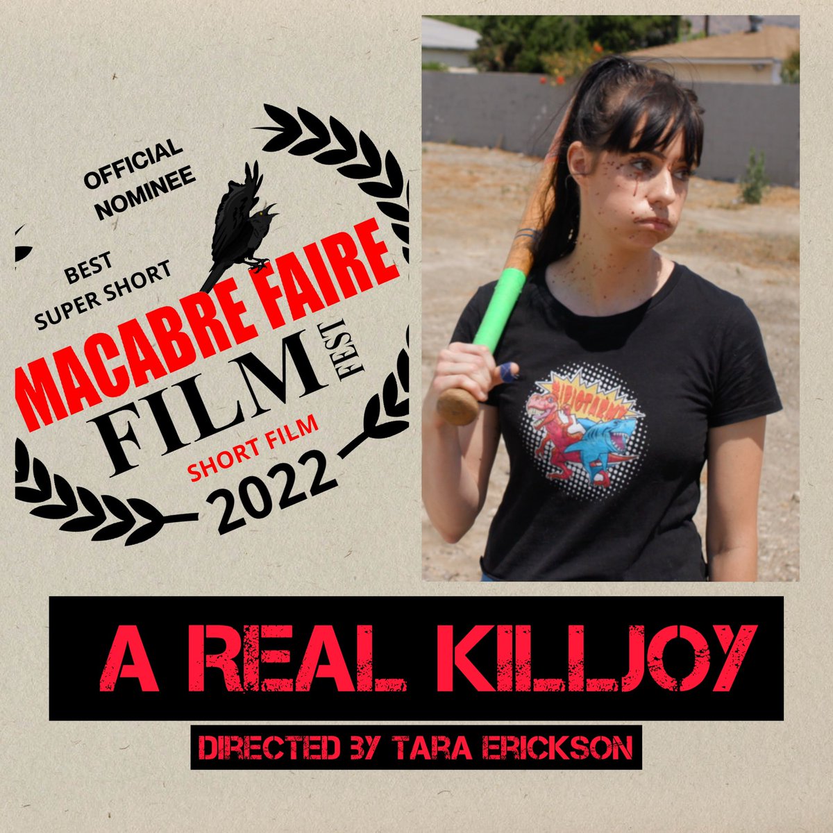 Nominated for best super short & recently accepted into #OregonScreamsHorrorFilmFestival and #FallHorrorHound & #TorontoLiftOff & @FilmQuestFest … when I raise money for killjoy 3 in December y’all better come thru my twitter peeps! 🧐🥳🤣🎃❤️👻