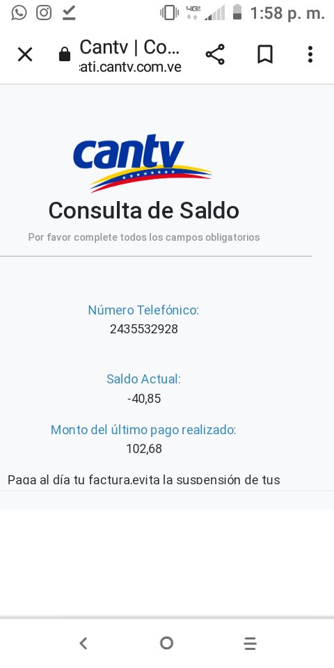 No he dejado de pagar <a href="/salaprensaCantv/">Cantv</a> y teniendo un saldo a mi favor por cobro excesivo el mes pasado. Me envían un mensaje de suspensión <a href="/VTVcanal8/">VTV CANAL 8</a> <a href="/NicolasMaduro/">Nicolás Maduro</a> <a href="/TarekWiliamSaab/">Tarek William Saab</a> esa imagen es de hoy