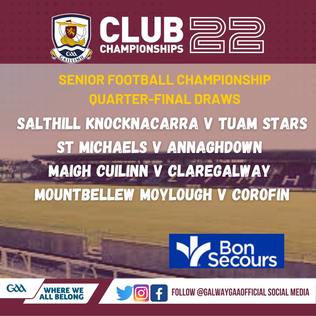 test Twitter Media - Here is the line up for the Bon Secours Senior Football Championship Quarter Finals, games to take place on weekend of 8/9 October. https://t.co/PaPV9KYA1L