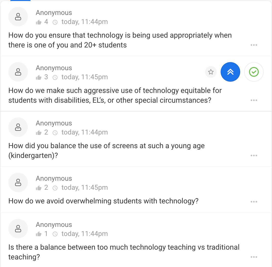 zacharyTadams's tweet photo. Audience participation during my session on Active Student Technology. @Slidoapp #DigitalInstruction #ActiveoverPassive #UDL https://t.co/lLyfWlauKL