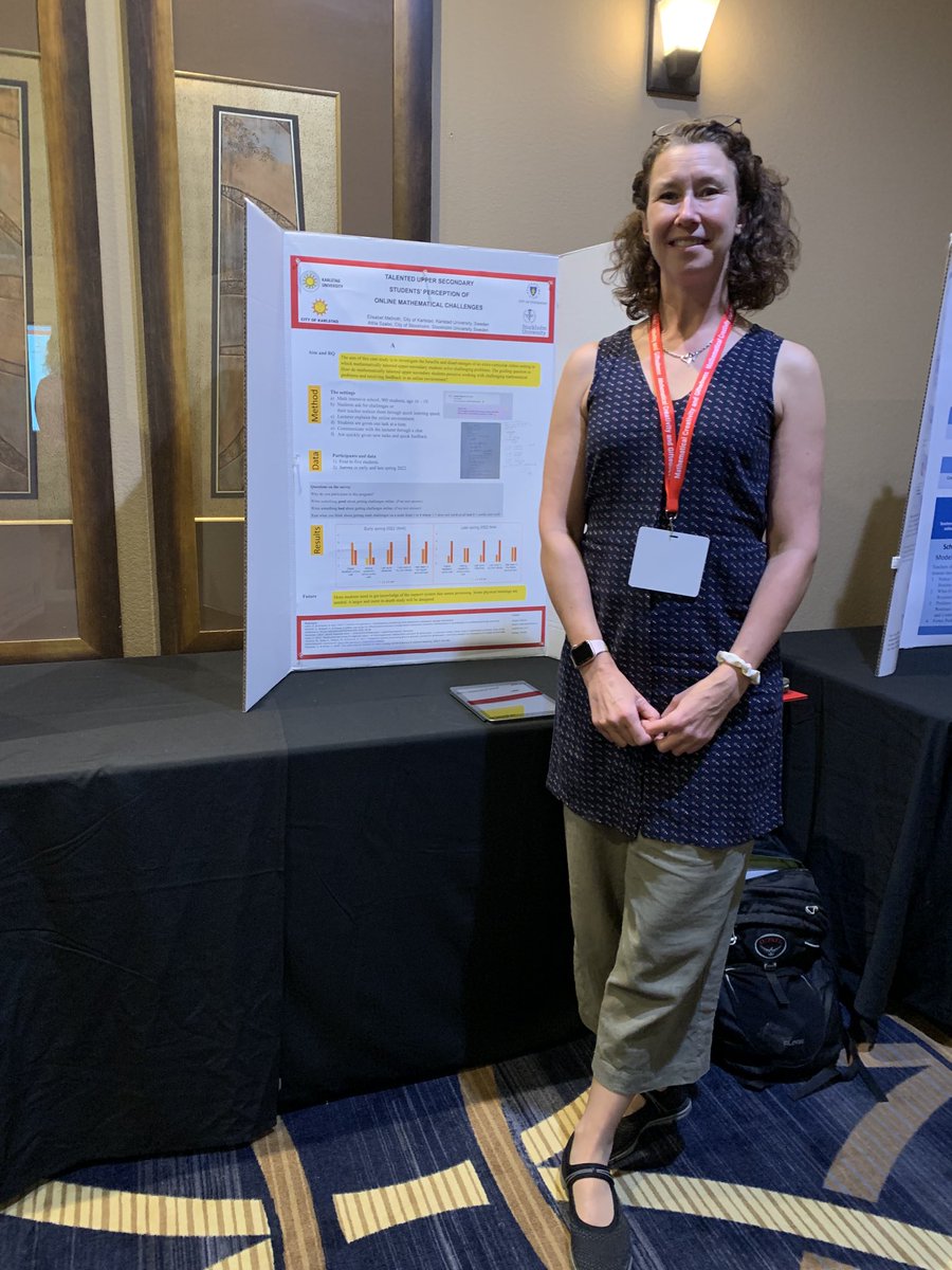 EMellroth's tweet photo. Proud to represent Karlstad at the international group of mathematical creativity and giftedness conference in Las Vegas. Presenting the work I do at Sundsta-Älvkullegymnasiet to challenge students in mathematics. ⁦@KAU⁩ #mcg2022 ⁦@pedagogvarmland⁩ https://t.co/zoARQi1SLW