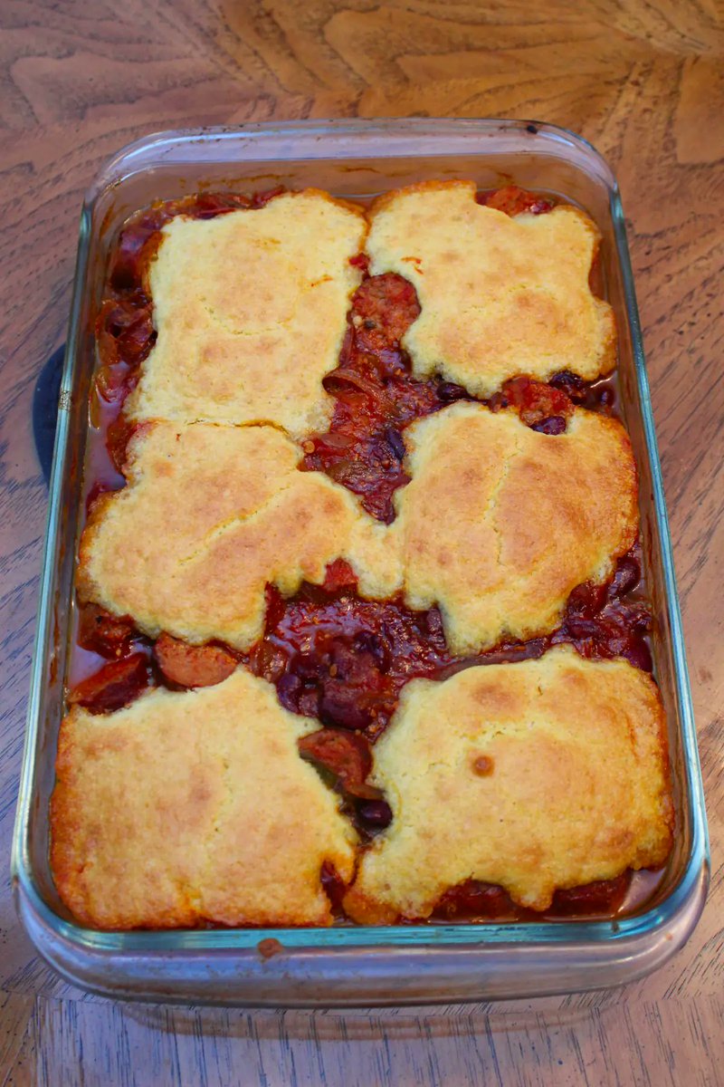 FreshCookedFun's tweet image. Made corn dumplings with sausage.  It&apos;s been cold here lately, and this was a nice hot meal to warm the bones.