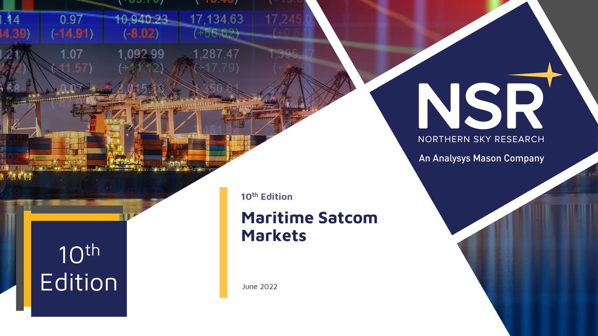 NSR_SatCom's tweet photo. NSR’s Maritime Satcom Markets report sees delayed and supply-chain issues for equipment deployments starting to ‘work their way out’ in 2021 and into 2024 as another upgrade cycle commences. https://t.co/XJdpo5VBSw #NSRInsights @AnalysysMason #MSM10 @NSRGrady @NSRCrisp https://t.co/YoUuidFpcE