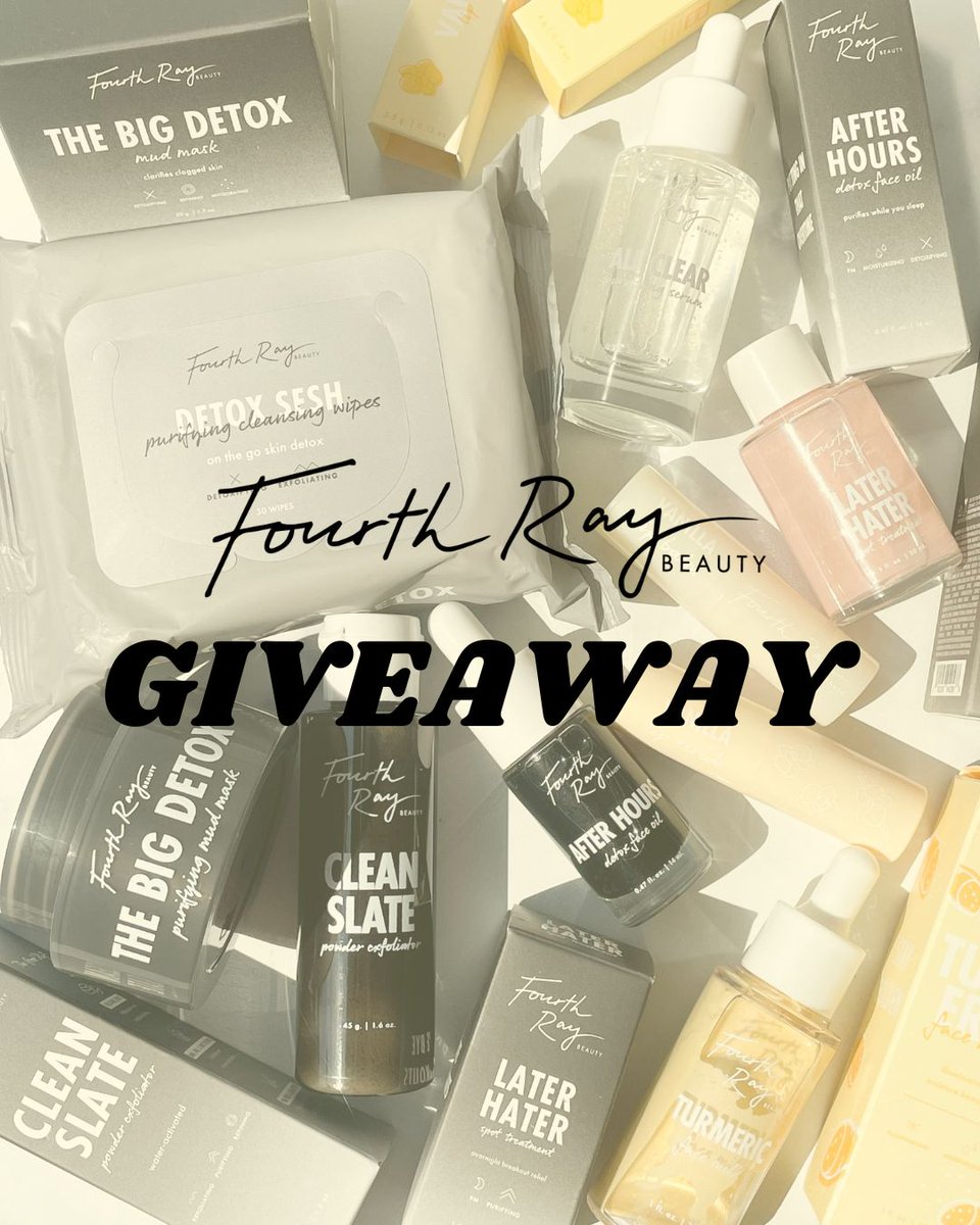 FourthRayBeauty's tweet photo. #GIVEAWAY 🖤 TWO (2) lucky winners will receive the full Fourth Ray Beauty detox collection (valued at $108) ✨

HOW TO ENTER:
1. Follow us @ fourthraybeauty
2. Like this post
3. Retweet this post

Giveaway ends on 10/2 &amp; winners will be chosen by 10/3 5PM PT 🌈 Good luck!! https://t.co/q63uiL5qV1