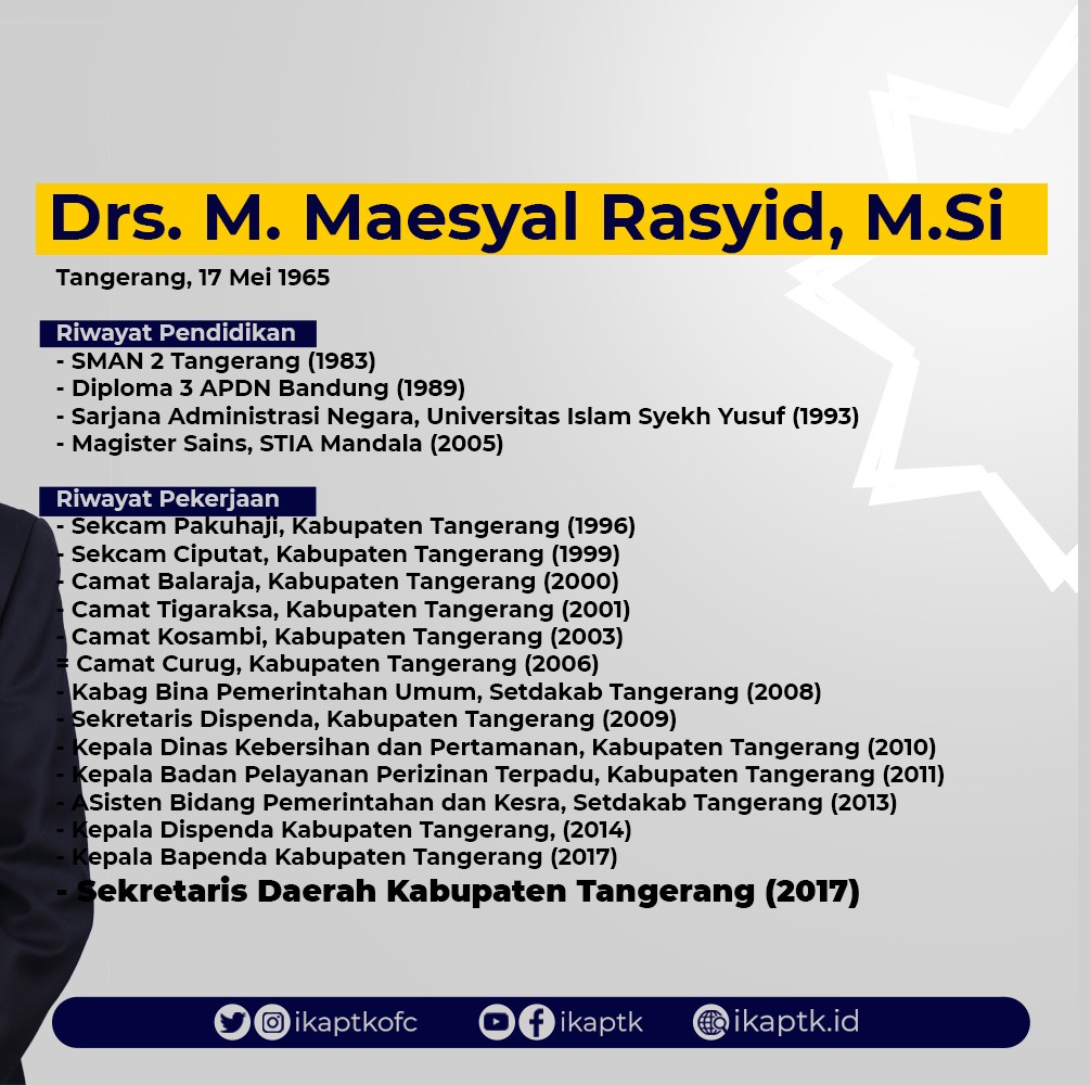 ikaptkid's tweet photo. Kakanda Maesyal, Alumni APDN Bandung tahun 1989, Sekretaris Daerah Kabupaten Tangerang. https://t.co/fVzkFbXqwN