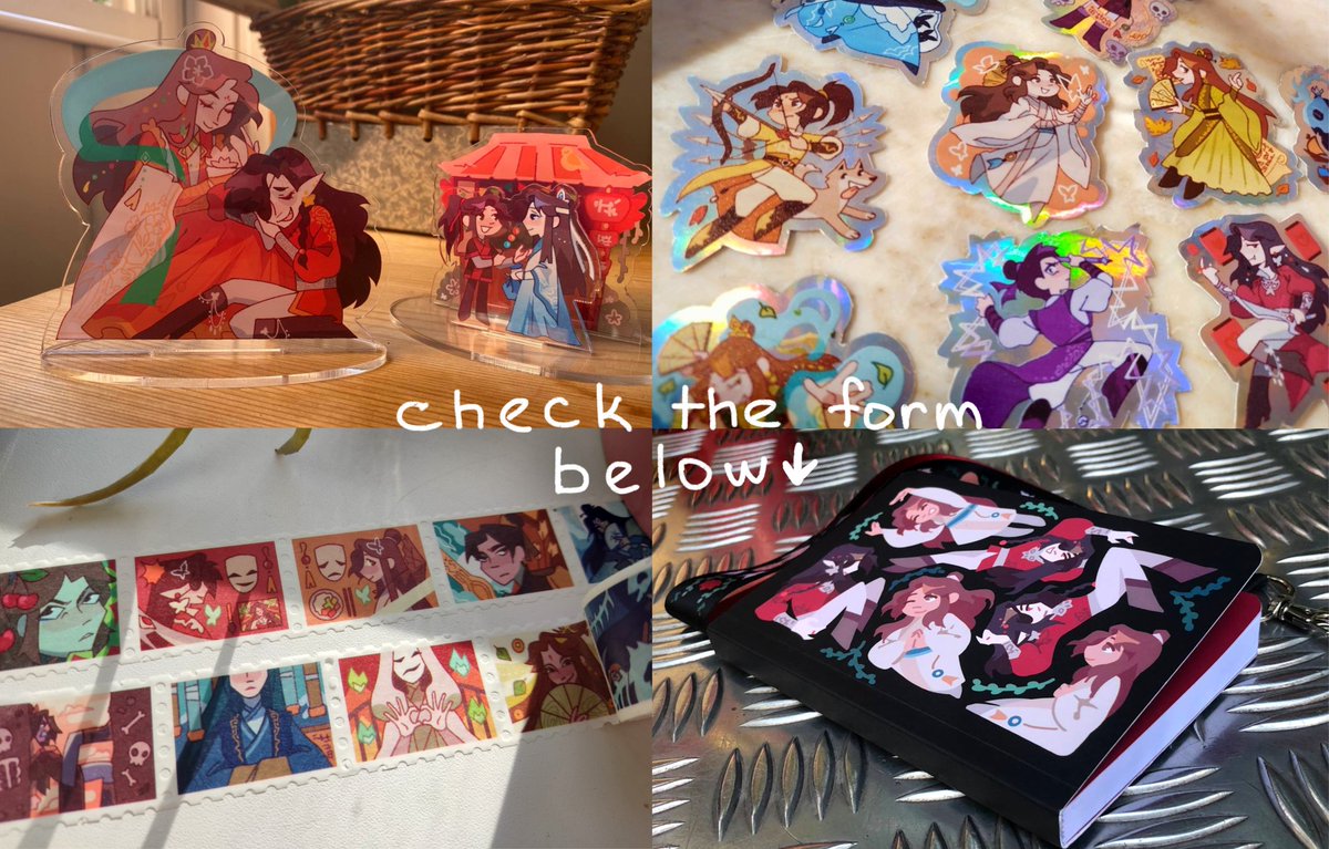 HUAlSANG's tweet photo. 💜PT / EU GO 🇵🇹🇪🇺 🌿TGCF and MDZS P4P merch by @poofmalyakaet 

a lot of Hualian and Wangxian 🥹
a totebag, sketchbook, acrylic standees + charms, holo stickers, washi tape, button badges, lanyards !

✨ Deadline: October 5 , 22:00 GMT+1 (London)

🌿Form : https://t.co/CRvIeNu4cg https://t.co/FZNrPyUTRi