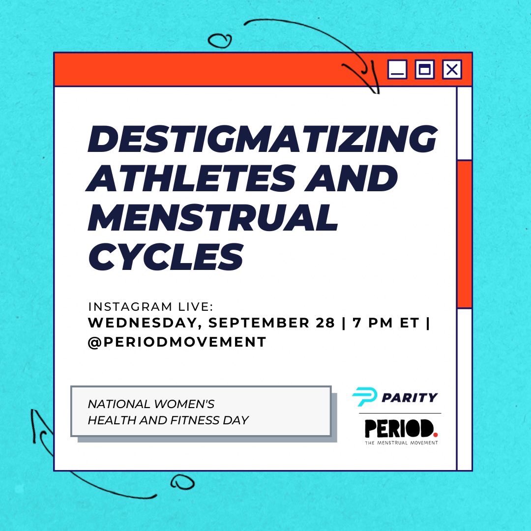 Navigating menstrual health as an elite athlete isn’t talked about enough, and I’m excited to change that by joining Period on National Women’s Health and Fitness Day to have an open conversation on Instagram Live! 

Join me and other @paritynow___ athletes tomorrow at 7 PM ET.