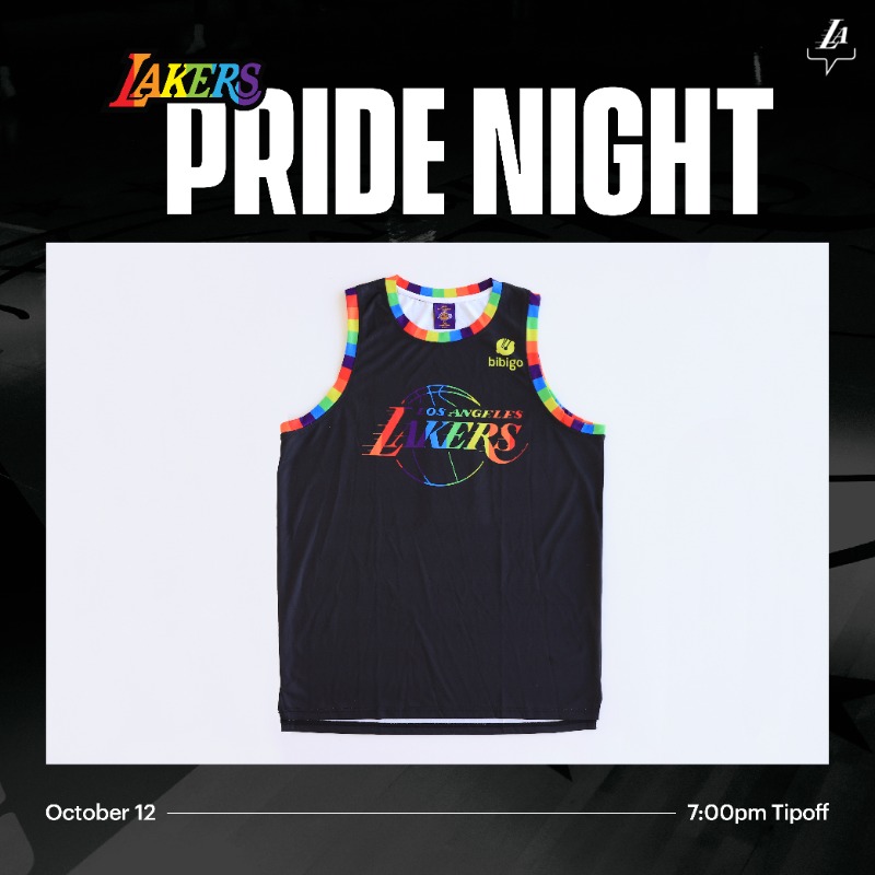 Lakers's tweet photo. Join us on Oct. 12 for our annual #LakersPrideNight! All fans in attendance will receive our first-ever Lakers Pride Jersey 🏳️‍🌈

Live your Truth. Be the Future.