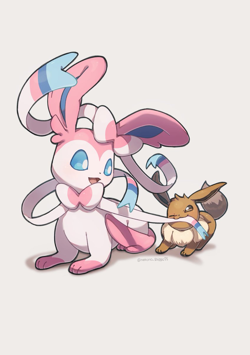 sylveon pokemon (creature) no humans open mouth smile toes tongue :d  illustration images